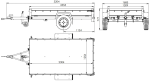 Remorcă cu o singură axă pe arcuri 230x125 UNITRAILER GARDEN 230/R KIPP cu laterale BIS, cadru H-800 și capac albastru