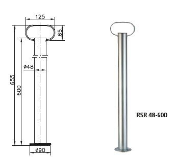Suport fix cu clemă WINTERHOFF RSR48-600+KLE48 150kg 48mm 600mm
