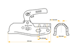 Cârlig sferic STEELPRESS BC-3000C-00-00+Z2 pentru remorcă de 3000 kg cu bară de tractare din țeavă de 35-50 mm, fontă