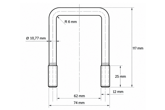 Clemă pătrată DROMET tip C M12 62×117mm