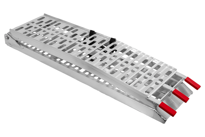 Rampe pliabile UNITRAILER ALR003 rampe din aluminiu pentru remorci 221cm 680kg cu centură și suport, set de 2