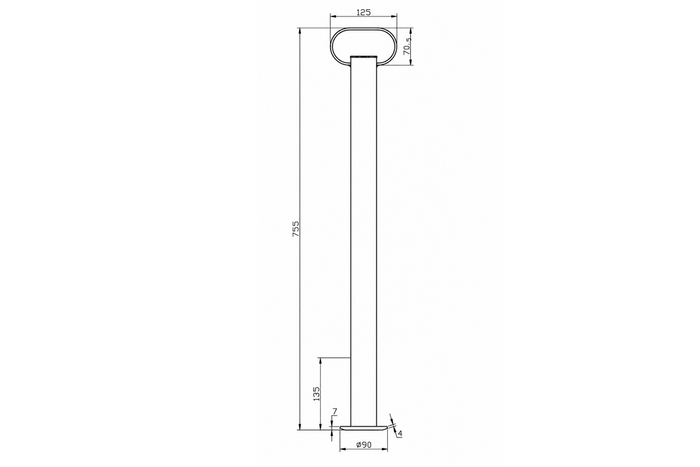 Suport fix UNITRAILER pentru remorcă platformă de 150 kg 48 mm 755 mm