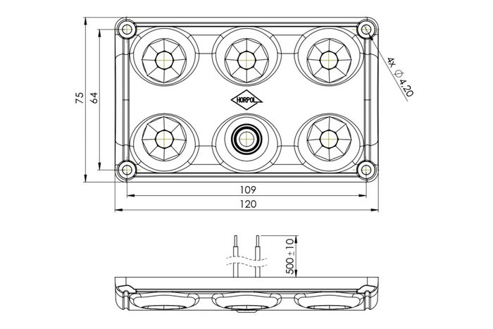 Lampă auto neagră pentru interior HORPOL LWD2157/CZ LED 900lm cu întrerupător și diodă roșie