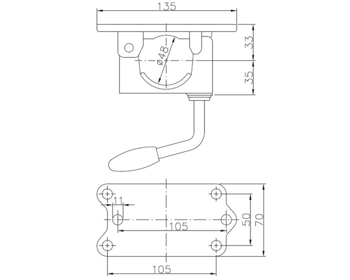 Clemă pentru roată jockey WINTERHOFF KLE48-G fontă 48mm