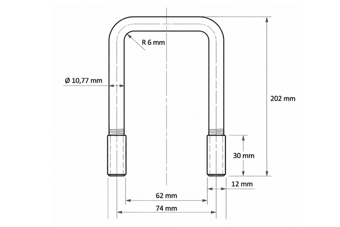 Clemă pătrată DROMET tip C M12 62×202mm